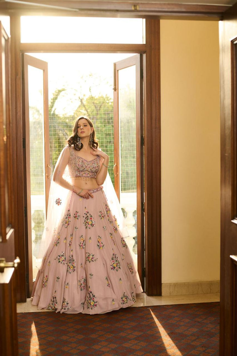 PINK FLORAL LEHENGA