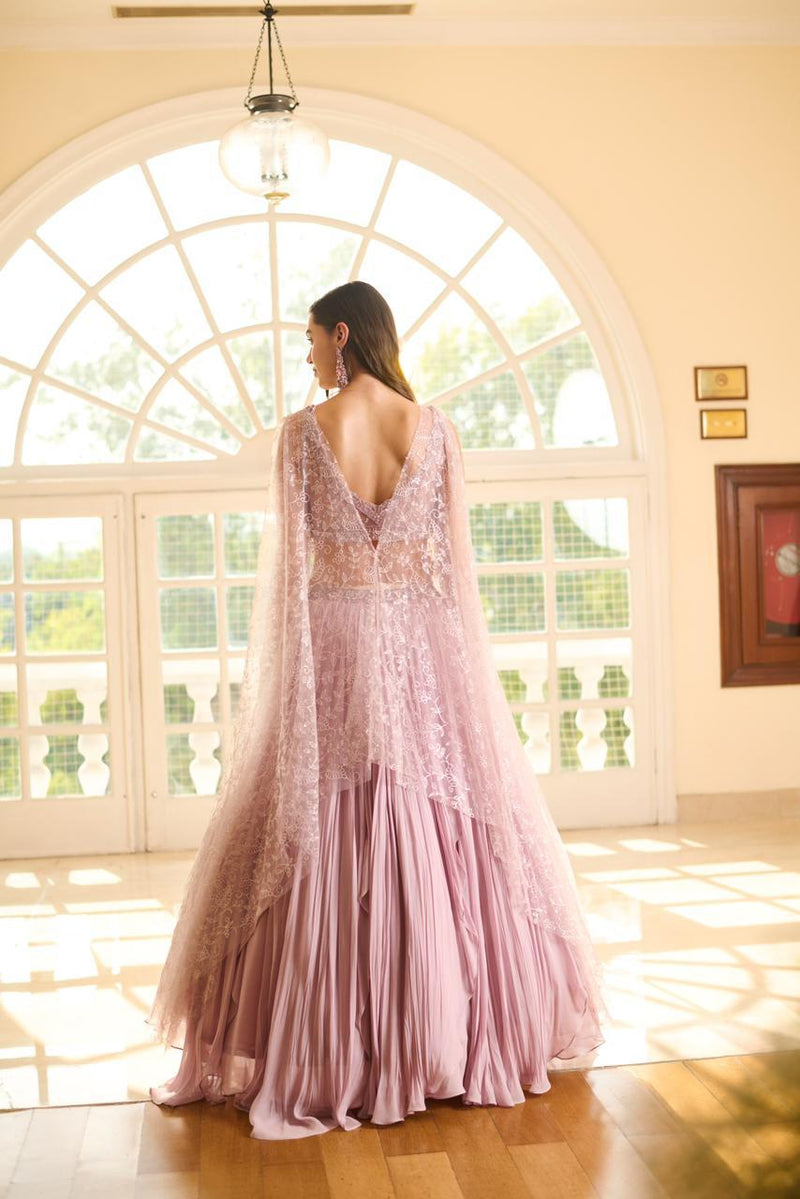LILAC LEHENGA WITH CAPE