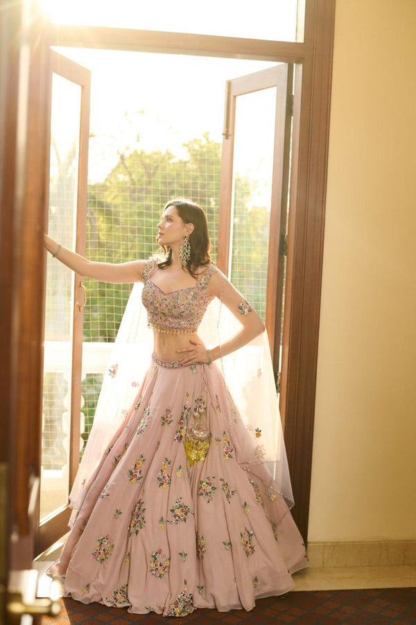 PINK FLORAL LEHENGA