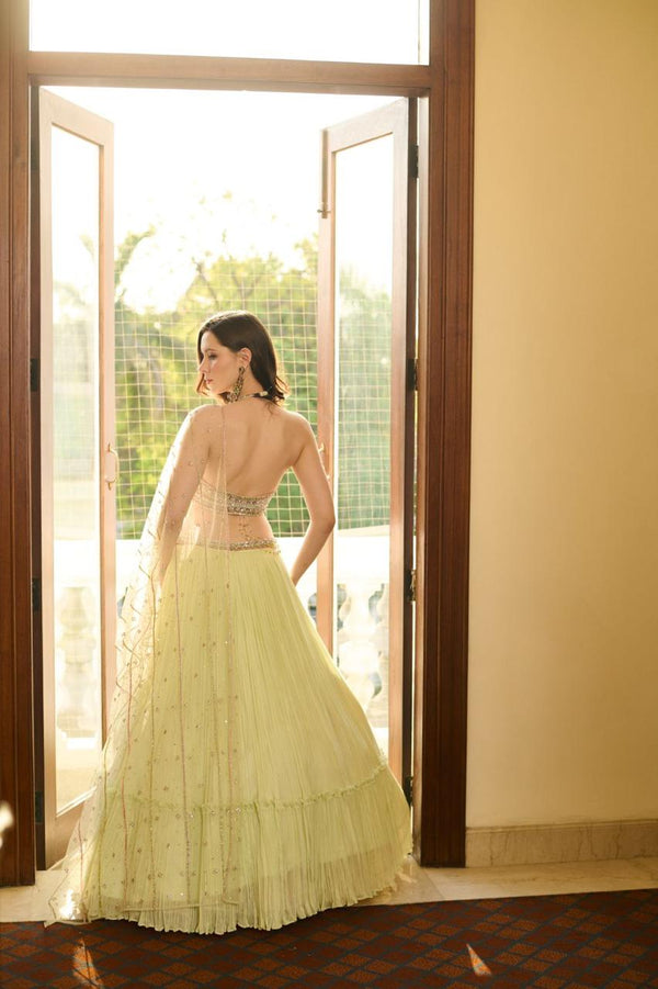 GREEN LEHENGA WITH POTLI BAG