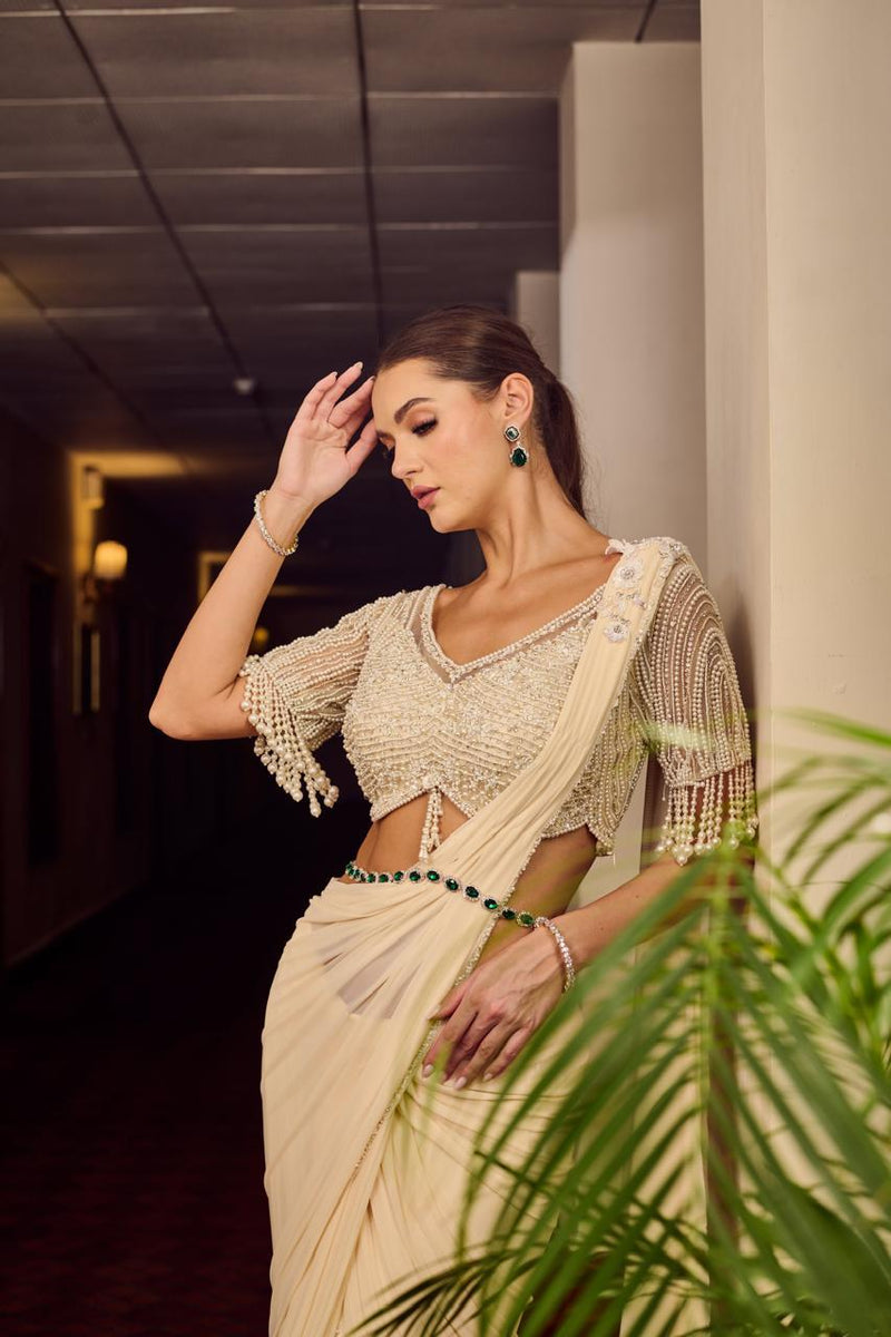 IVORY READY-MADE SAREE