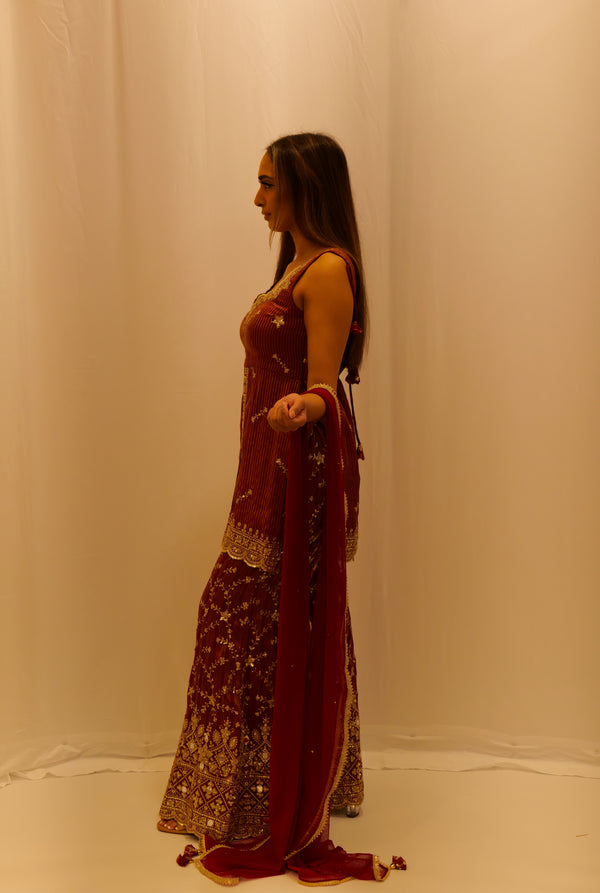 MAROON SHARARA