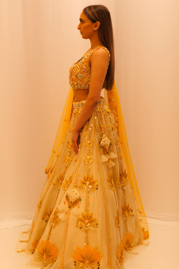 YELLOW WITH GOLD LEHENGA
