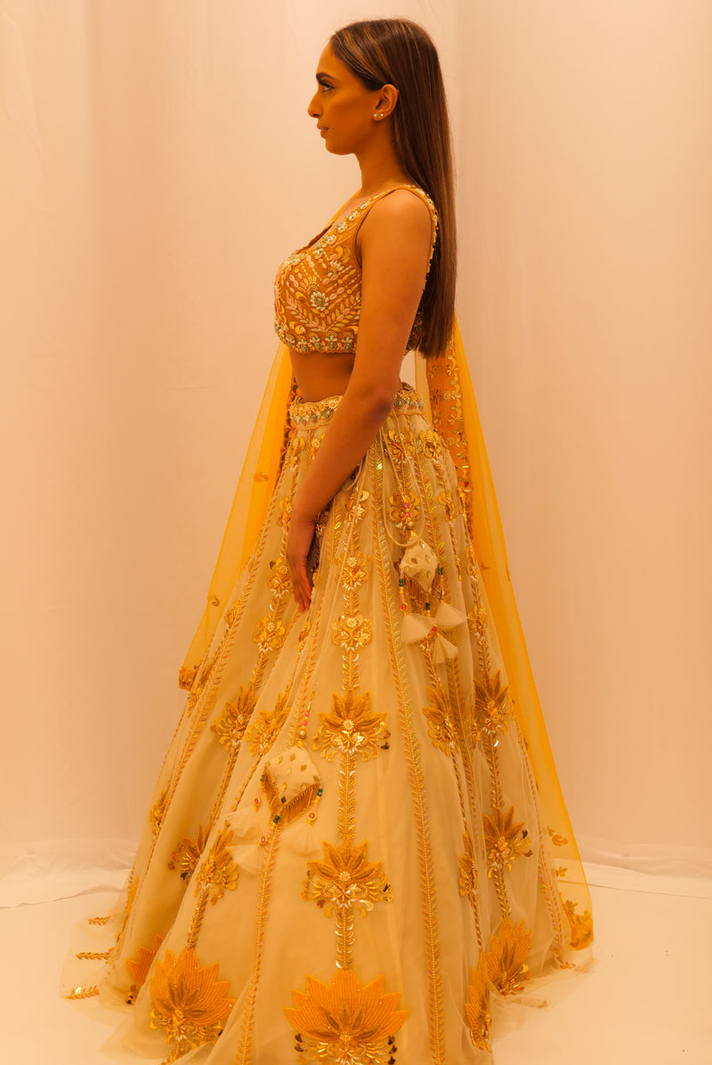 YELLOW WITH GOLD LEHENGA