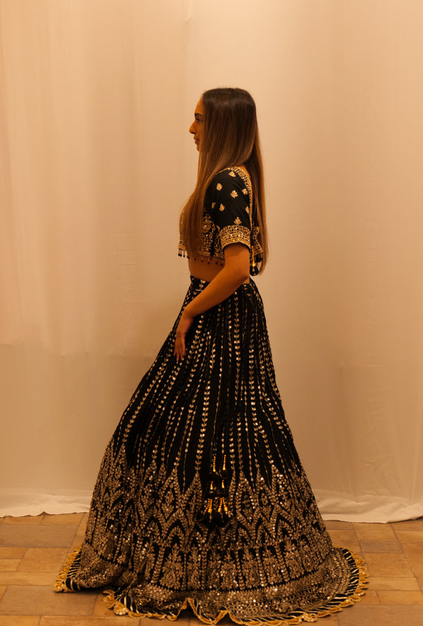 BLACK WITH GOLD LEHENGA