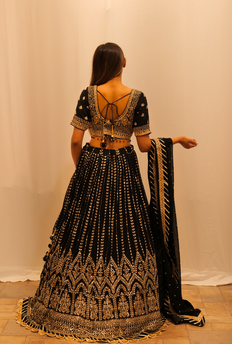BLACK WITH GOLD LEHENGA