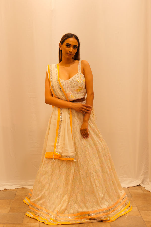 IVORY WITH YELLOW LEHENGA