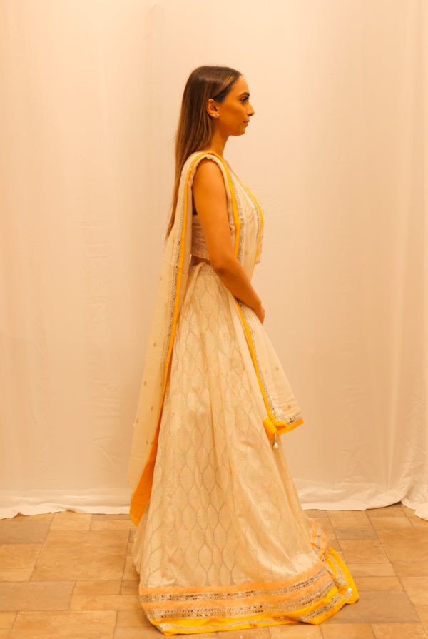 IVORY WITH YELLOW LEHENGA