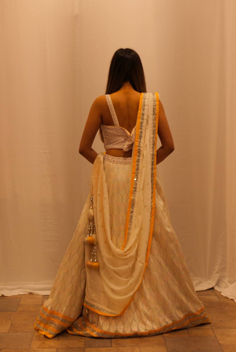 IVORY WITH YELLOW LEHENGA