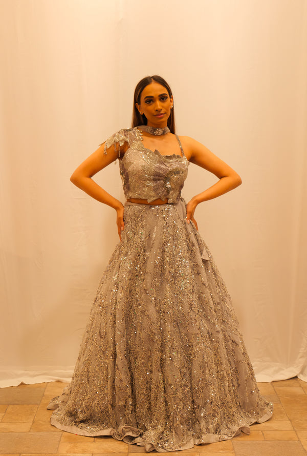 GREY SEQUENCE LEHENGA