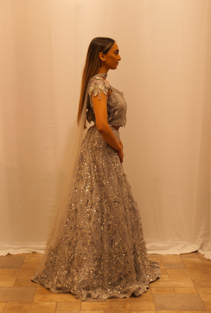 GREY SEQUENCE LEHENGA