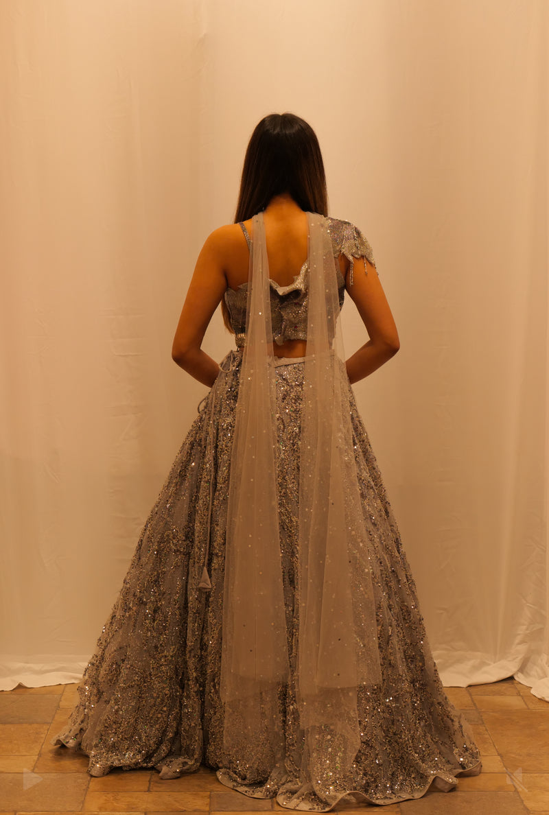 GREY SEQUENCE LEHENGA