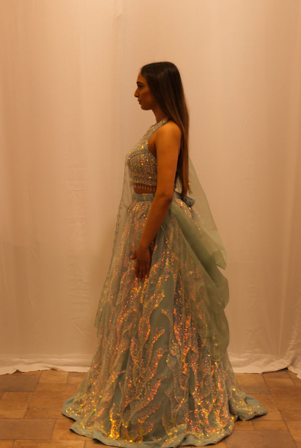 AQUA SEQUENCE LEHENGA