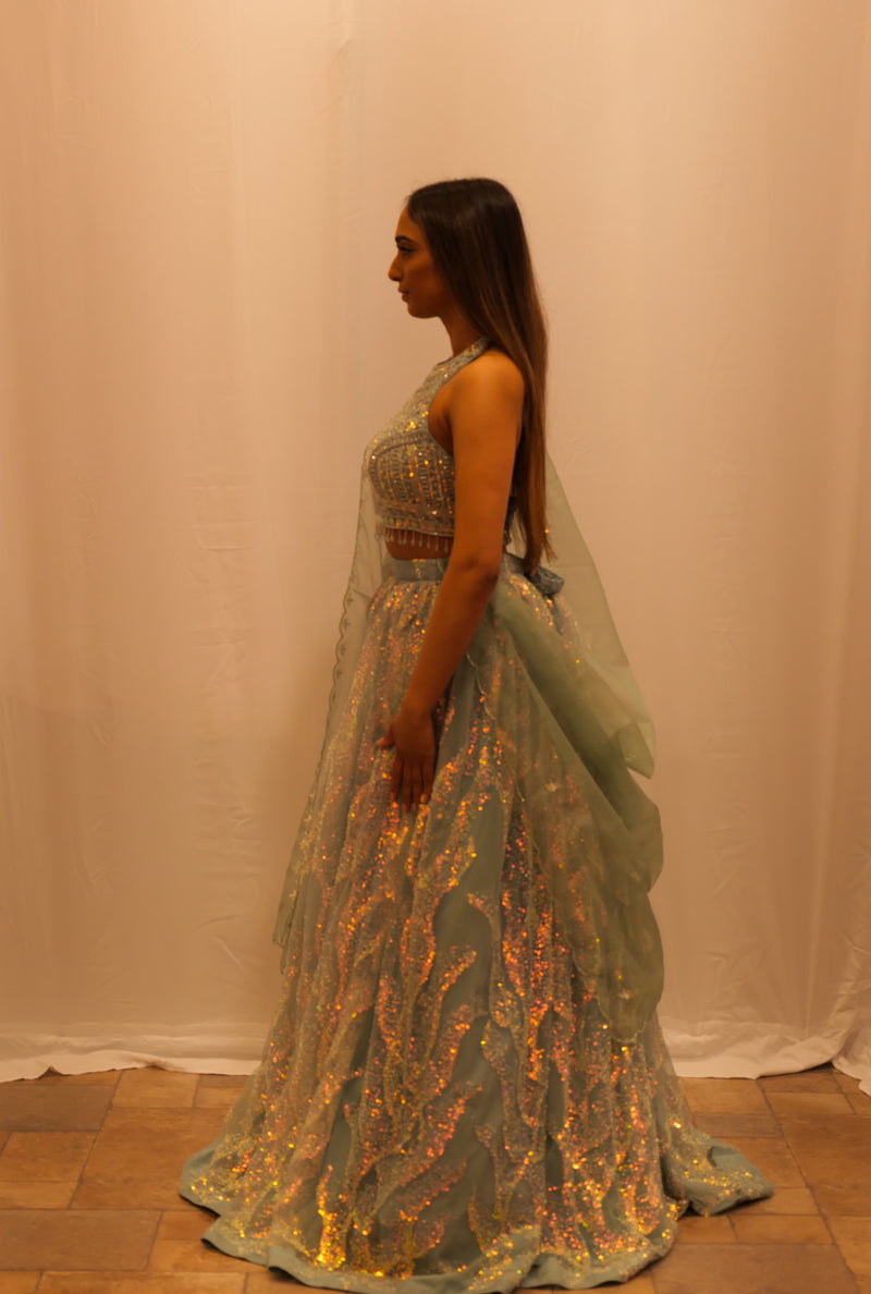 AQUA SEQUENCE LEHENGA