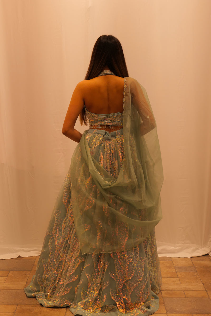 AQUA SEQUENCE LEHENGA