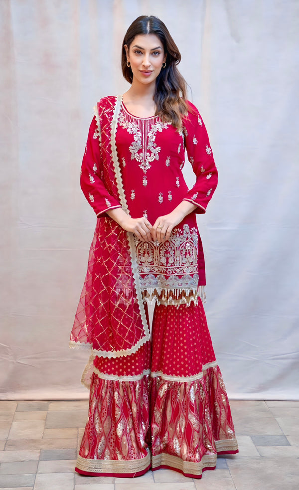 HOT PINK GEORGETTE SHARARA