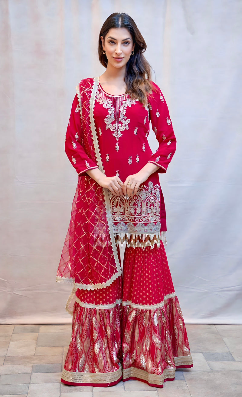 HOT PINK GEORGETTE SHARARA