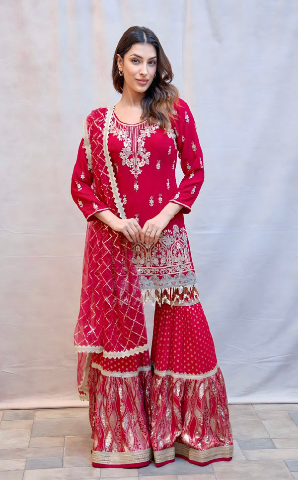 HOT PINK GEORGETTE SHARARA