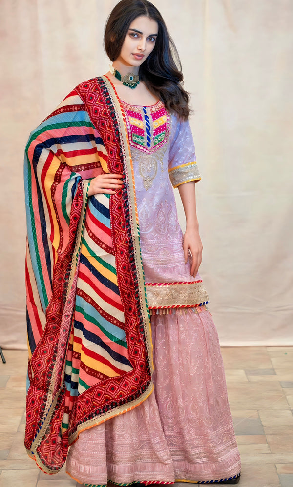 LILAC SHARARA WITH MULTI DUPUTTA