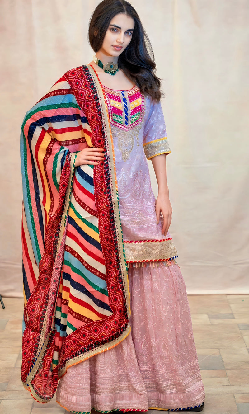 LILAC SHARARA WITH MULTI DUPUTTA