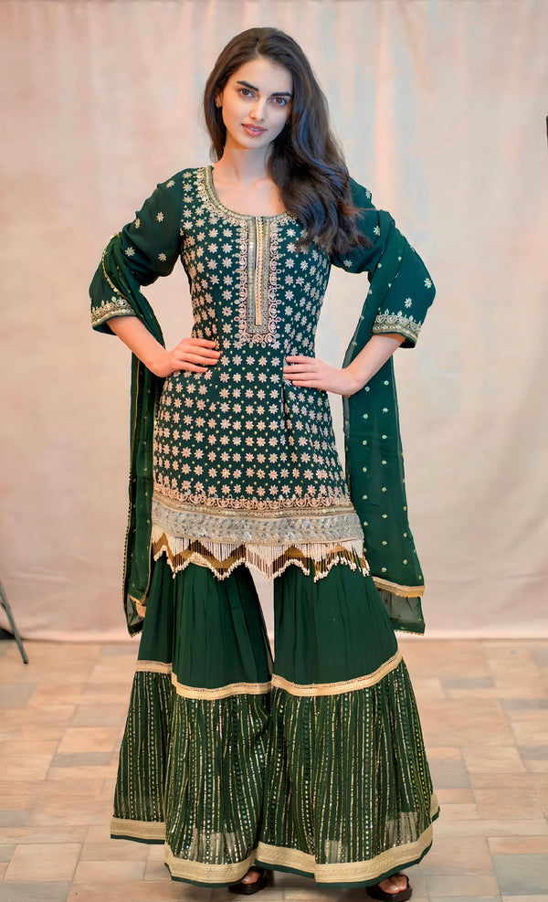 FOREST GREEN SHARARA