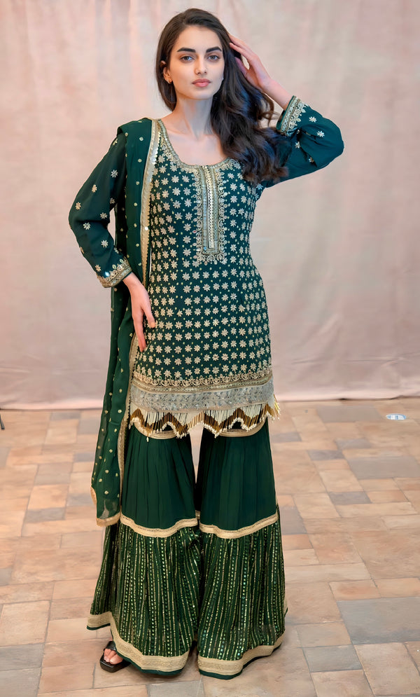 FOREST GREEN SHARARA