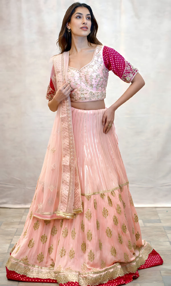 BABY PINK CONTRAST LEHENGA