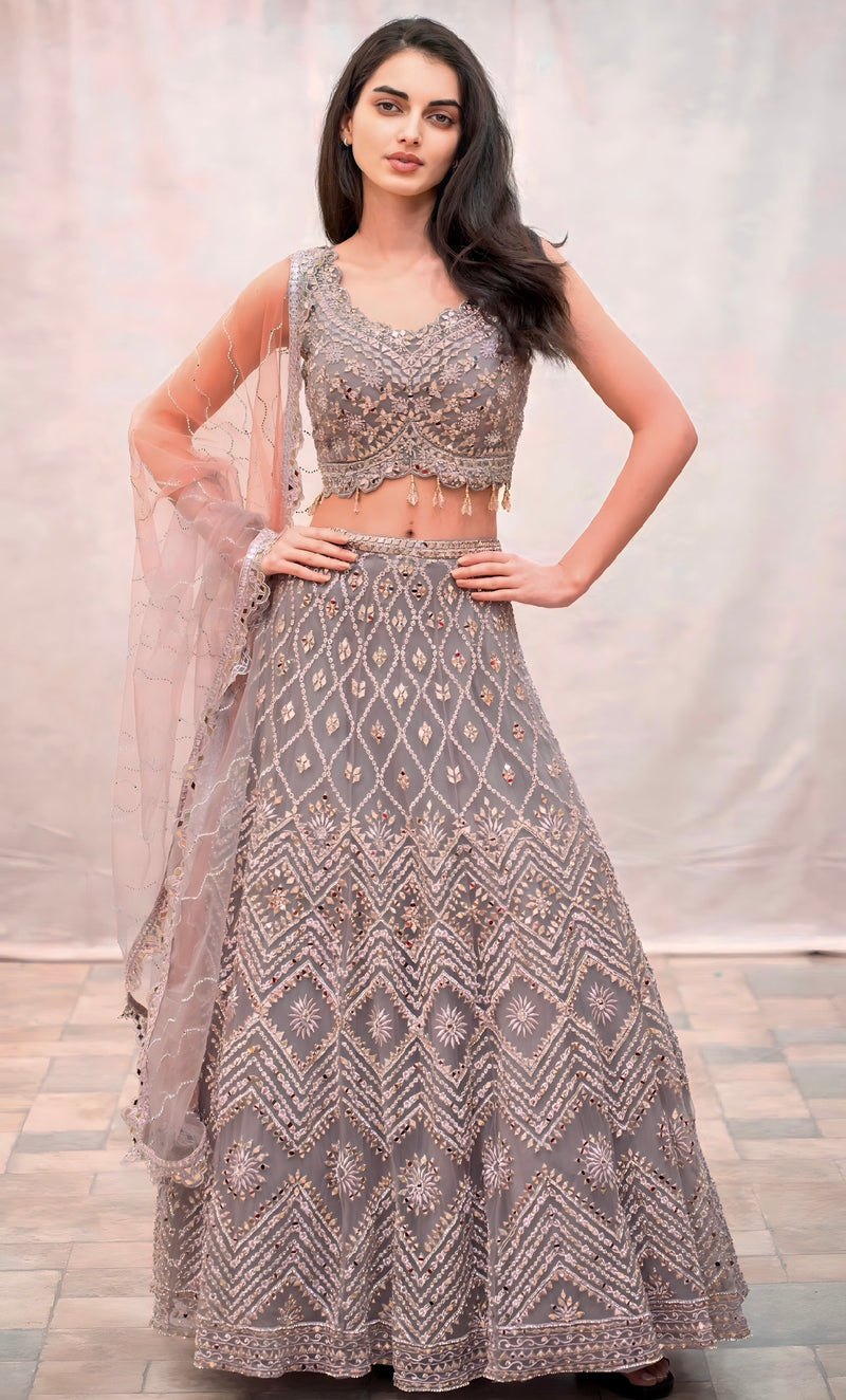 PURPLE MIRROR LEHENGA
