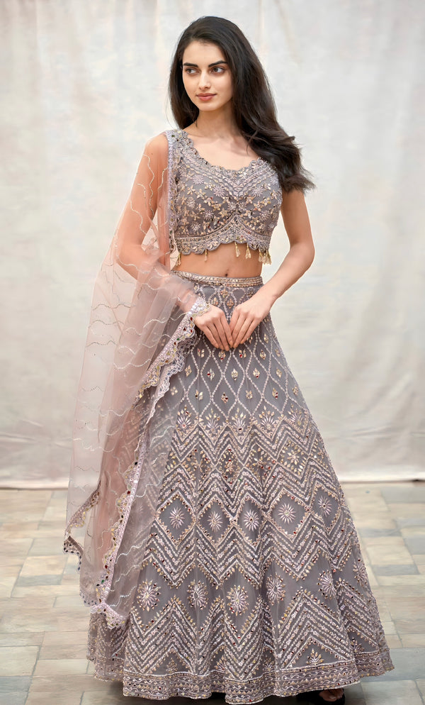PURPLE MIRROR LEHENGA