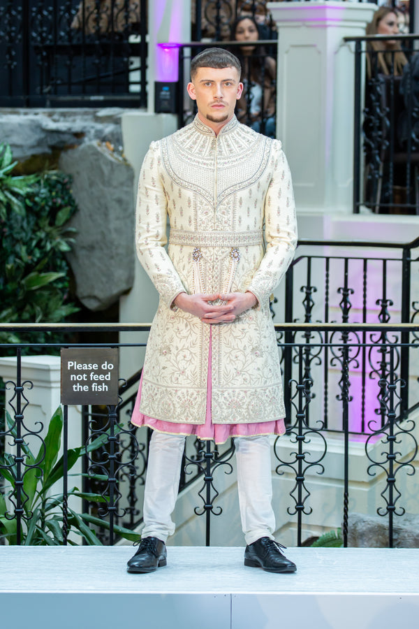 OFF-WHITE SHERWANI WITH BELT