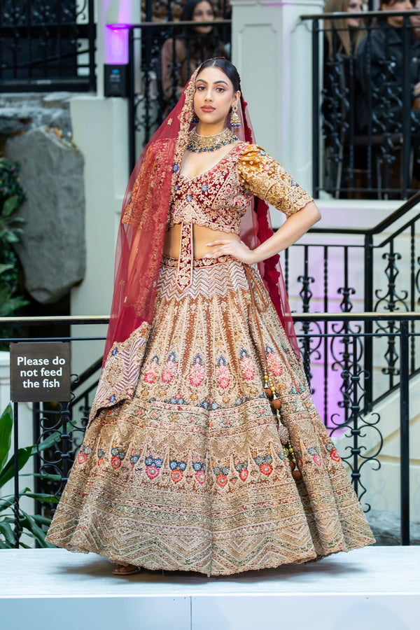 THE BURST OF ANTIQUE BRIDAL LEHENGA