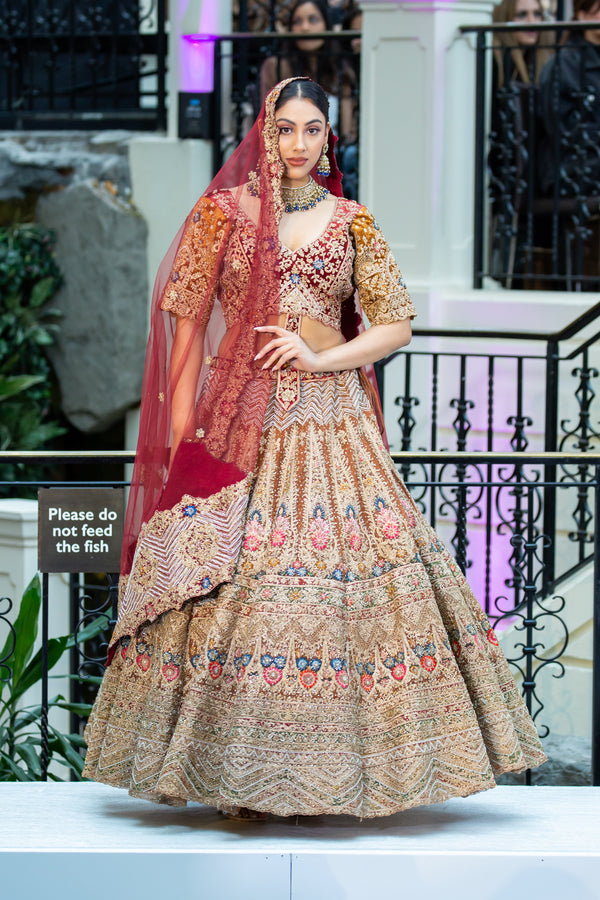 THE BURST OF ANTIQUE BRIDAL LEHENGA