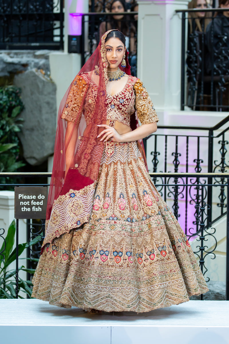 THE BURST OF ANTIQUE BRIDAL LEHENGA