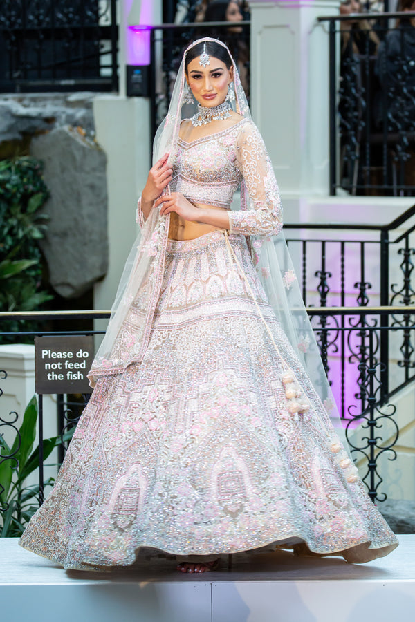 PASTEL PINK WITH OFF-WHITE BRIDAL LEHENGA