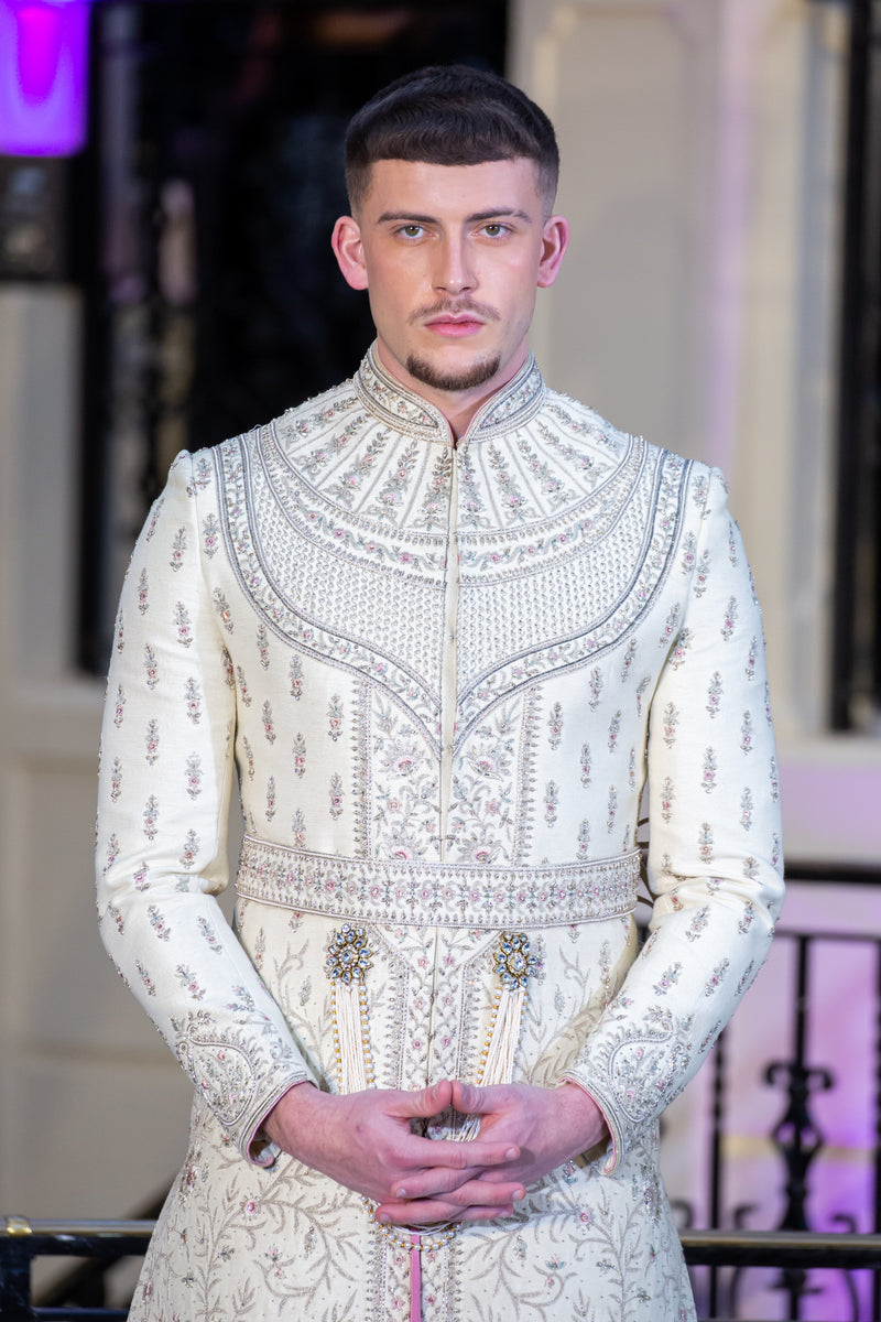 OFF-WHITE SHERWANI WITH BELT