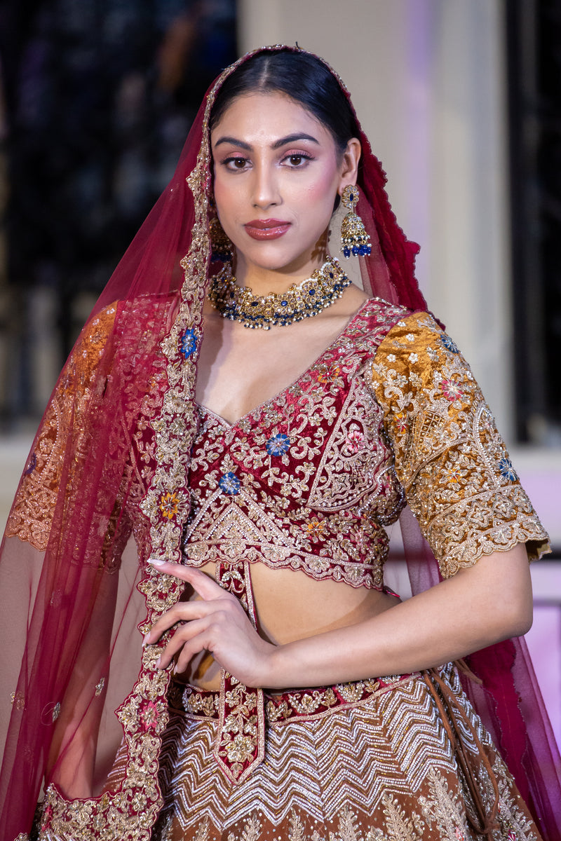 THE BURST OF ANTIQUE BRIDAL LEHENGA