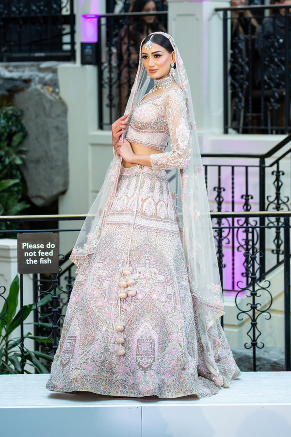 PASTEL PINK WITH OFF-WHITE BRIDAL LEHENGA