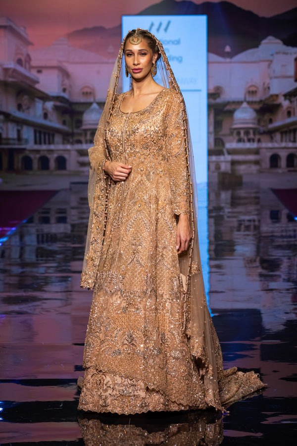 BRONZE JACKET BRIDAL LEHENGA