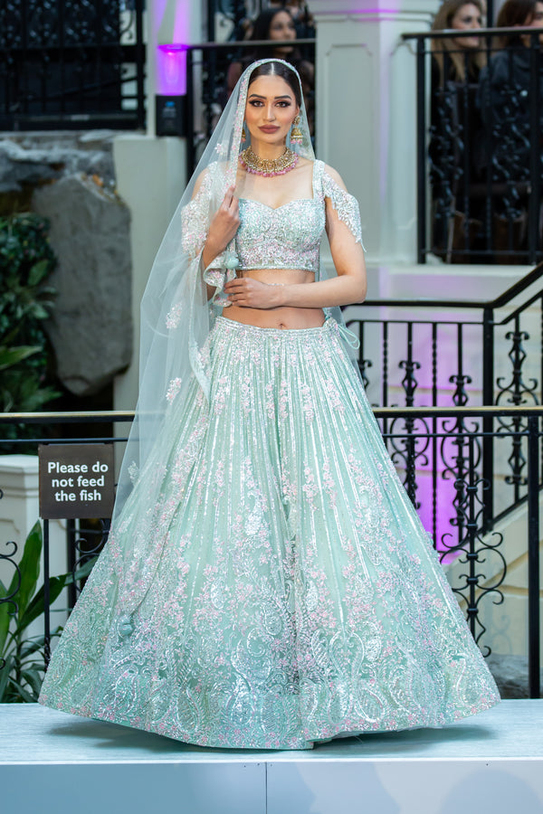 MINT WITH PINK COMBO BRIDAL LEHENGA