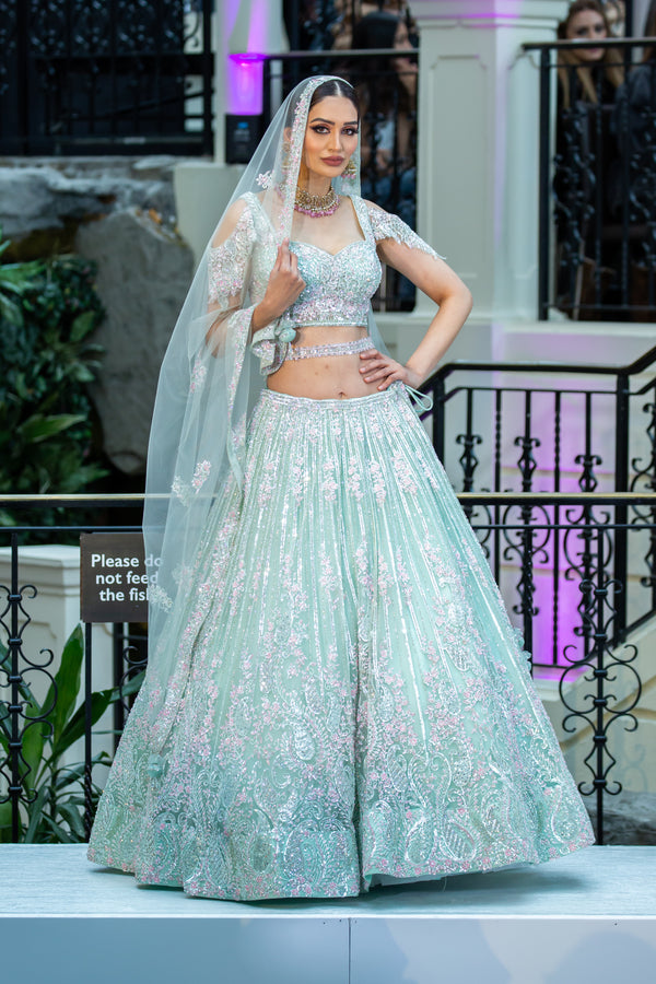 MINT WITH PINK COMBO BRIDAL LEHENGA