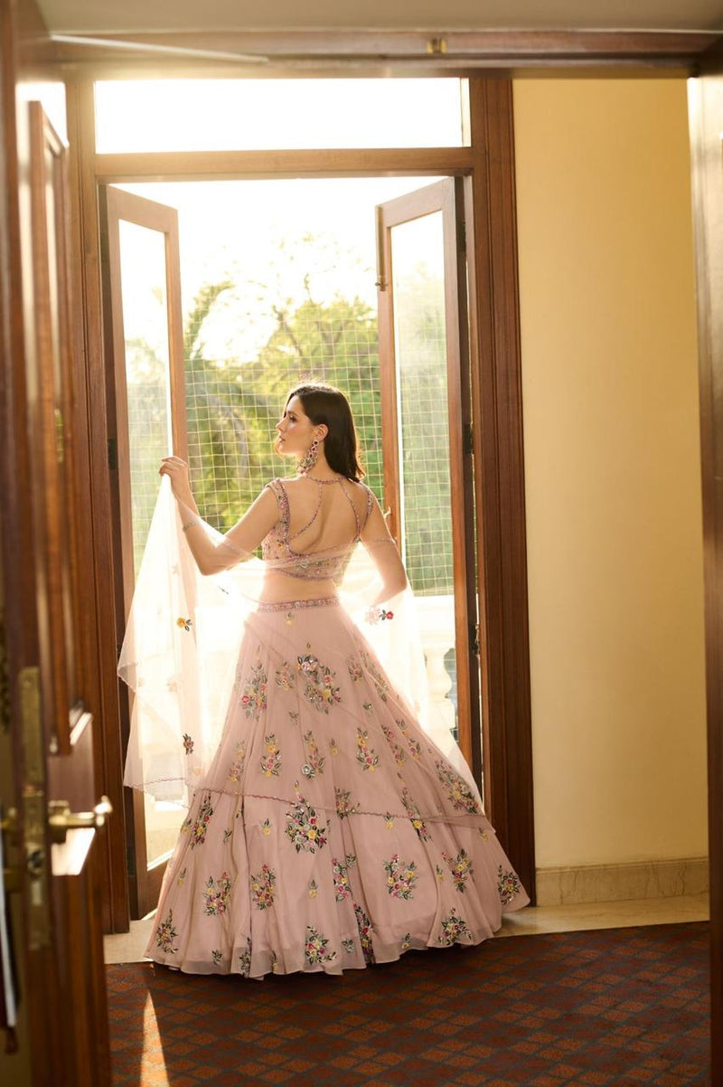 PINK FLORAL LEHENGA