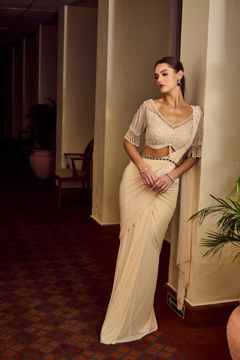 IVORY READY-MADE SAREE