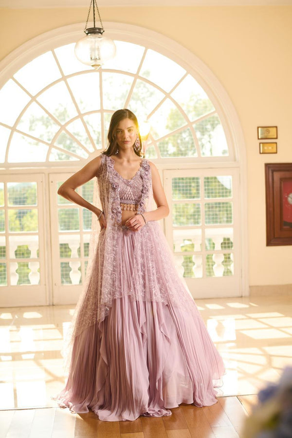 LILAC LEHENGA WITH CAPE