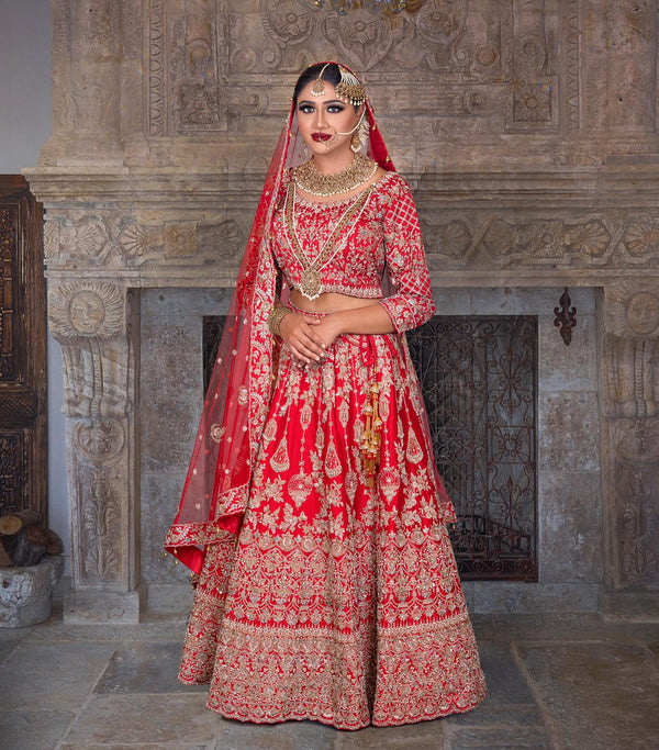 RED SILK BRIDAL LEHENGA