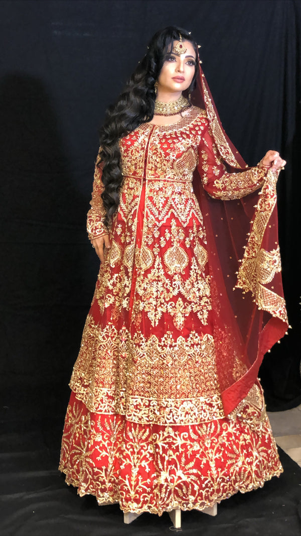 RED WITH GOLD BRIDAL GOWN