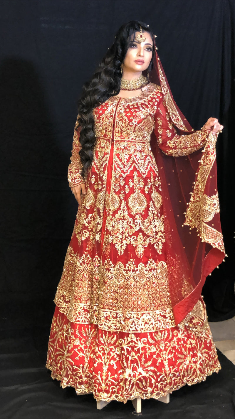 RED WITH GOLD BRIDAL GOWN