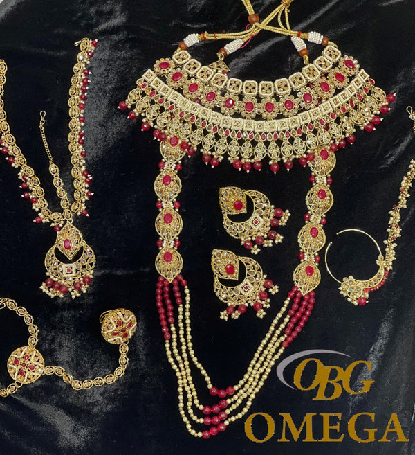 KUNDAN GOLD AND RED JEWELLERY
