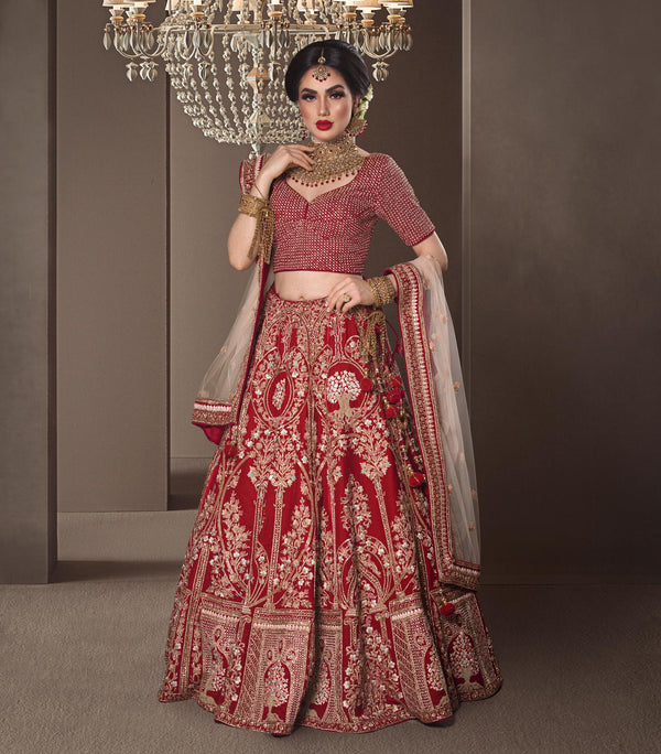 RED VELVET BRIDAL LEHENGA