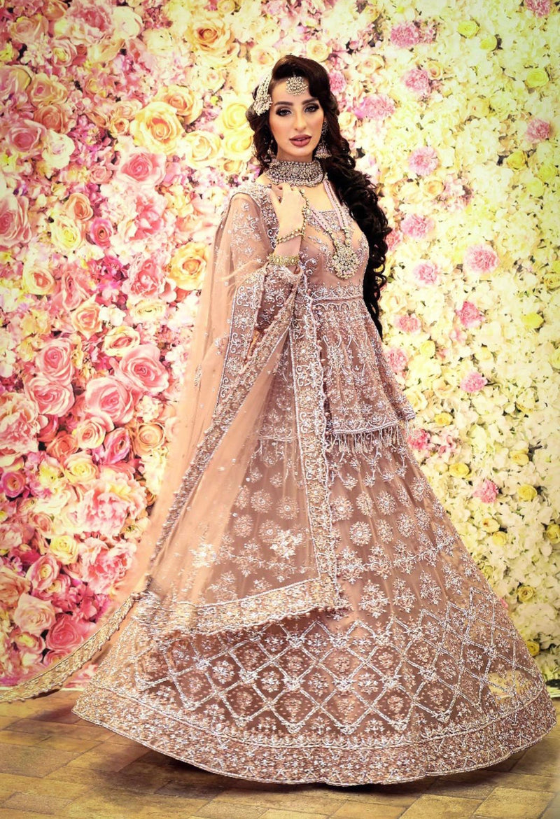 ROSE-GOLD PEPLUM BRIDAL LEHENGA