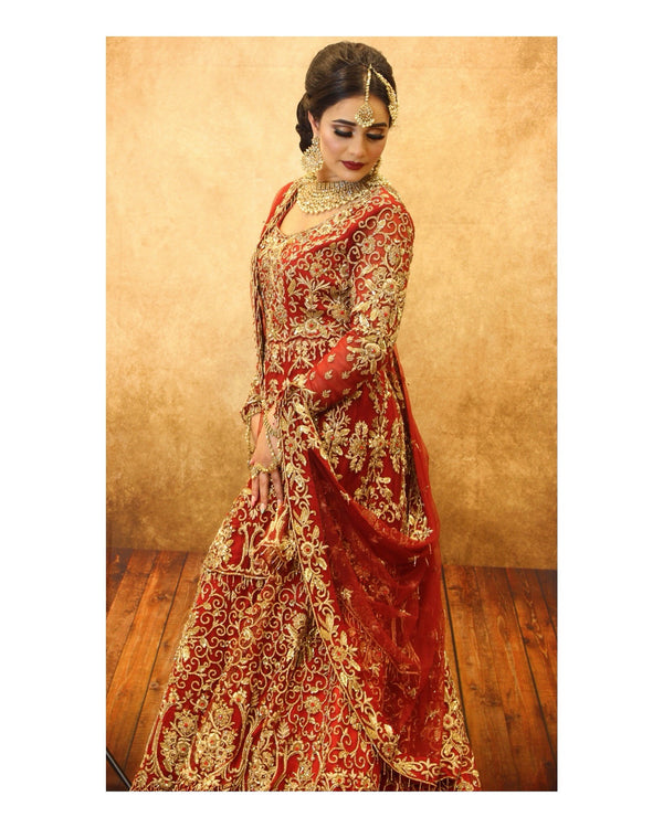 RED WITH GOLD BRIDAL GOWN